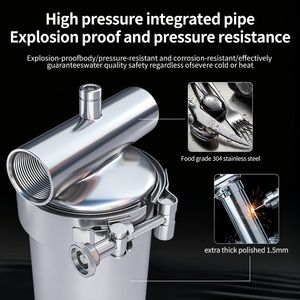 ตัวกรองน้ำสแตนเลส 304 แบบ 1 ขั้นตอน พร้อมไส้กรองคาร์บอนกัมมันต์และ PP ขนาด 10x4.5 นิ้ว ทำความสะอาดง่าย - Product Image 5