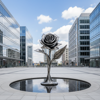 Sculptures d'arbres paysagers modernes en acier inoxydable poli de grande taille pour l'extérieur, cadeau artistique