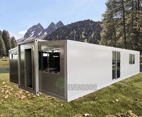 Maisons modulaires préfabriquées extérieures entièrement équipées, 3 chambres, 2 salles de bain, duplex à double aile, plans de maisons conteneurs de 40 pieds extensibles