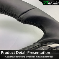 Volant sport Antoski pour Mazda 3/CX-5/CX-6/CX-7, cuir noir personnalisé, fibre de carbone, 3 branches, style sport, avec affichage LED, 35 mm
