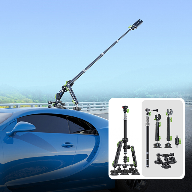 For Insta 360 Quick Release Telescopic Selfie Stick Pole 360 Camera Triple Suction Cup Mount Car Holder