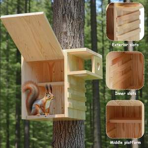 Nichoir extérieur pour écureuils, grand nichoir extérieur avec véranda extérieure, nichoir en bois pour écureuils, chipmunks - Product Image 4