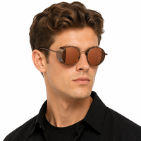 Lunettes de soleil vintage steampunk pour hommes, monture ronde en métal, protection latérale en maille, style gothique cyberpunk, protection UV400, accessoires de mode