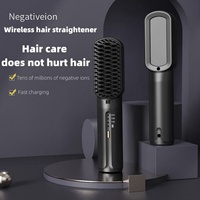 Cepillo Alisador Eléctrico Portátil con Iones Negativos, Recargable por USB, Inalámbrico, Marca Privada, Mini Plancha de Pelo
