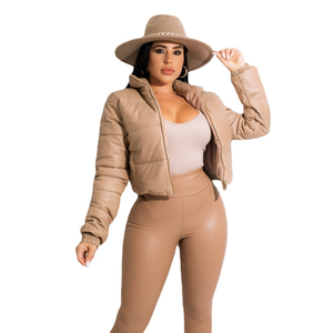 10% di sconto S-2XL nuovo piumino in pelle elastica giacca imbottita giacca da <span class=keywords><strong>donna</strong></span> giacca in PU - Product Image 1