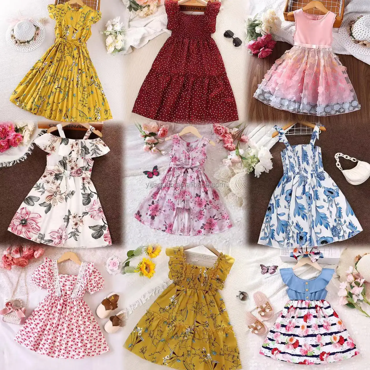 Pakaian anak baru pakaian anak-anak musim panas multi warna rok anak perempuan gaun putri