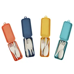 Picnic and Travel Best Friend - Detachable Cutlery Wheat Straw Cutlery Set Portable Cutlery Set With Case