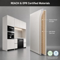 Meubles de cuisine modernes blancs style Shaker en acier inoxydable, avec fermeture amortie, modulaires, RTA (Prêts à assembler), pour rangement, évier, charnières, îlot et garde-manger