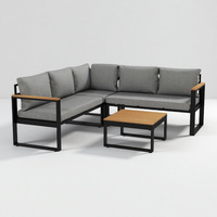 Conjunto de Sofá Moderno para Exteriores de 2-3 Plazas con Cojines, Estructura Metálica, Diseño Impermeable para Jardín y Sala de Estar