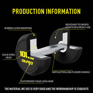 Manubrio OKPRO Commerciale in Gomma Naturale Nera per <span class=keywords><strong>Palestra</strong></span> Progettato per Clienti con Pesi in Lbs e <span class=keywords><strong>Kg</strong></span> - Product Image 4