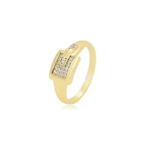 A00908501 xuping गहने व्यक्तिगत रचनात्मक डिजाइन बेल्ट बकसुआ शैली हीरा 14k सोना मढ़वाया अंगूठी