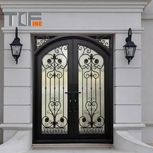 Sang trọng kim loại pháp duy nhất bên ngoài vòm thép biệt thự cổng thiết kế rèn sắt ngoài trời Vườn cửa khung với kính có thể mở ra - Product Image 1