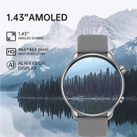 Montre connectée T30 1,43 pouces pour femmes, écran AMOLED élégant, surveillance continue du rythme cardiaque, surveillance de l'oxygène sanguin (SpO2), alerte de fréquence cardiaque élevée, IP67