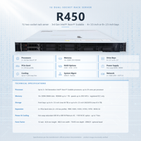 Serveur en rack R450 R440 R430 1U double processeur NVMe SSD SAS SATA Stockage d'entreprise Haute performance pour le rendu