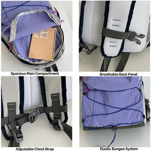 Custom Logo Casual Nylon <b>Drawstring</b> <b>Backpack</b> School Travel Hiking Pack Daypack Light Weight Camping Sports Bag Zipper for Women - Product Image 2