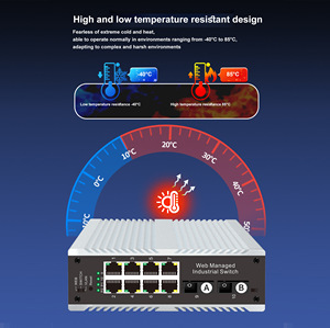 8-port RJ45 IndustrialNetwork <strong>Switch</strong> with 2 SC <strong>Single</strong> <strong>Mode</strong> <strong>Single</strong> Fiber Slots 1310nm/1550nm, Rail Type, 6KV-40 ℃ -85 - Product Image 4