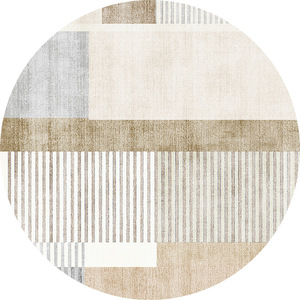 Idan Round Art Rug 1cm Thick Striped Solid Color Non-Slip <b>Chair</b> Mat For Study - Product Image 3