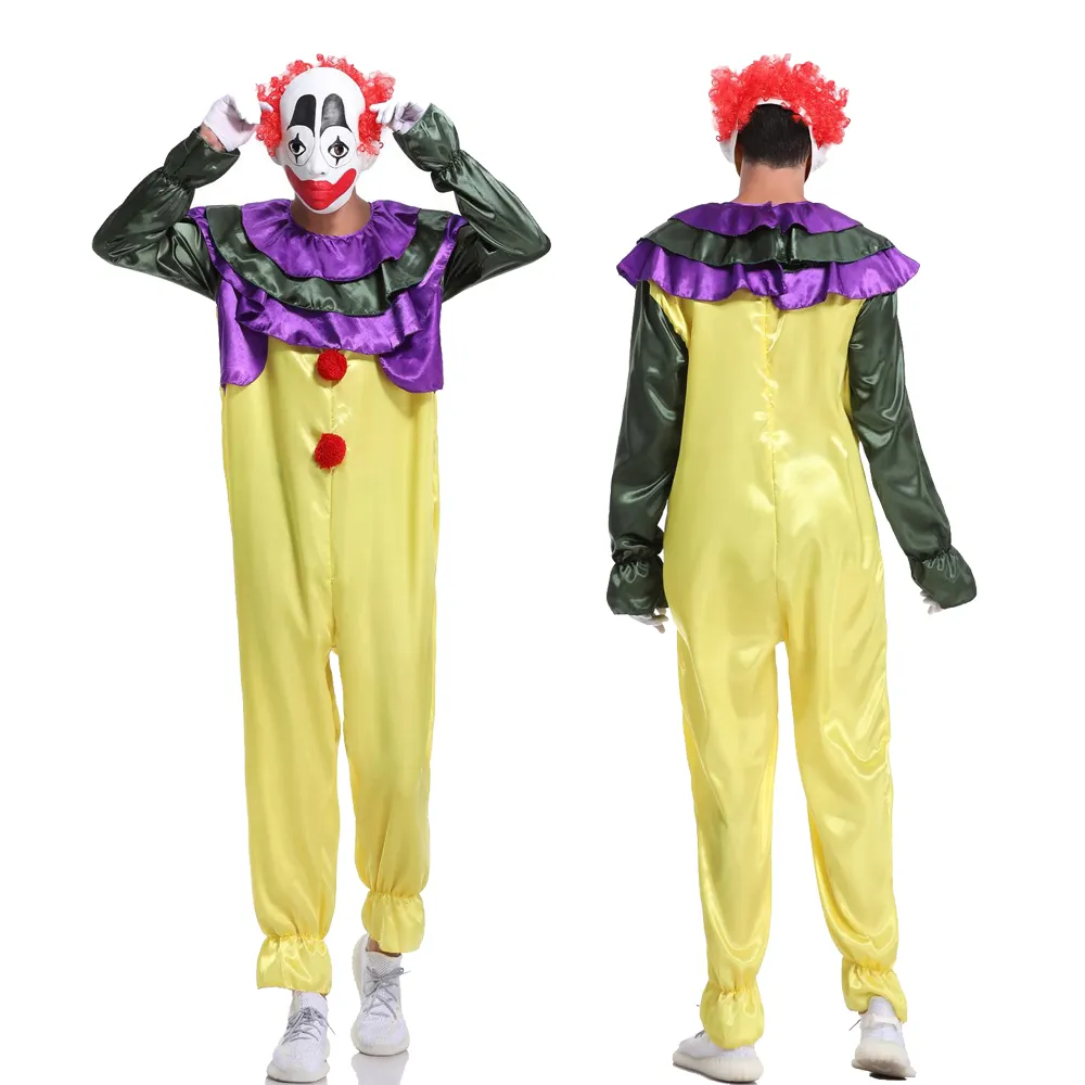 Halloween Clown Dress for Adults Party Costume Performance Cologne Carnival Wholesale Scary Horror Clown Jumpsuit