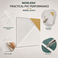 Panel Dinding PVC 3D Geometris Bergaris Emas Putih MORLENX D178 1 500x500mm, Dekorasi Interior untuk Rumah, Hotel, Kantor