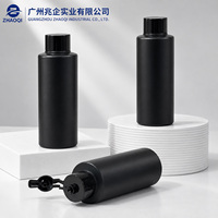Bouteille en plastique PE noire de 150 ml, col à vis de 24 mm, bouchon à clapet, vide, pour shampoing, gel douche, lotion, emballage cosmétique, logo personnalisé