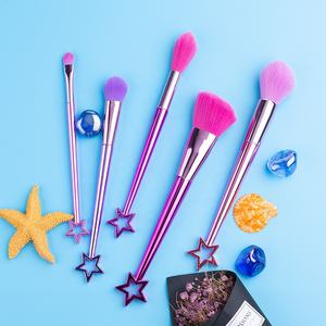 Fld — ensemble de pinceaux de maquillage professionnels, manches en forme d'étoile personnalisées, lot de 5 pièces, poudre, fond de teint, nettoyage des yeux - Product Image 6