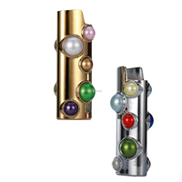 Nouvel étui à briquet manuel coloré en alliage de zinc, personnalisé avec diamants et perles, pour accessoire de fumeur