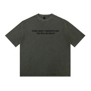 T-shirt uni de qualité supérieure en coton Oem T-shirt homme rétro sérigraphie Logo T-shirt - Product Image 1