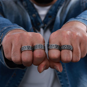 Anillo <span class=keywords><strong>de</strong></span> banda celta <span class=keywords><strong>de</strong></span> acero inoxidable <span class=keywords><strong>vikingo</strong></span> nórdico Retro Vintage Punk <span class=keywords><strong>de</strong></span> estilo minimalista para hombres y mujeres - Product Image 3