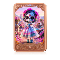 Pièce de collection artistique UV couleur pleine, 1 once, en cuivre pur .999, motif Catrina Jour des Morts, pièce de monnaie en cuivre fin de 1 once