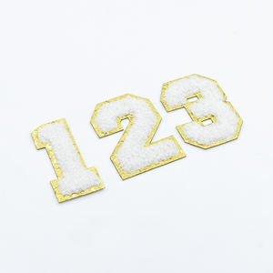 3D Embroidered Assorted Letters and Numbers Chenille Iron-On <strong>Patches</strong> With Resin Plastic - Product Image 1