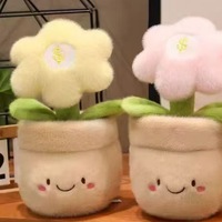 Peluche de dessin animé en forme de plante en pot, mignonne, motif Fleur d'argent et Tournesol, décoration de table pour la maison