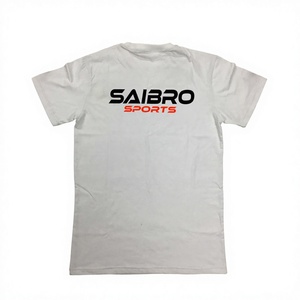 Camiseta SAIBRO para Hombre, Blanca, de Algodón, Manga Corta, Cuello Redondo, Corte Regular, Transpirable, con Logotipo Estampado en la Espalda, Estilo Casual - Product Image 4