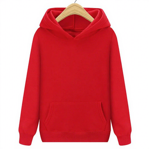 เสื้อฮู้ดสีแดงแบบยูนิเซ็กซ์ ทรงปกติ สีพื้น มีกระเป๋า แขนยาว สวมใส่สบายๆ สำหรับฤดูใบไม้ร่วง ผ้าถักเฟรนช์เทอร์รี่ รุ่น 2027 - Product Image 1