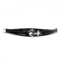 Hiphop Ancre Charme Tressé Bracelets En Acier Inoxydable Corde Brassard pour Hommes Poignet Accessoires En Cuir Véritable Bracelet Bijoux