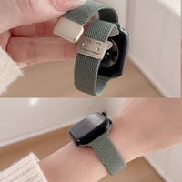 Bracelet de montre intelligent en nylon tressé magnétique rouge bordeaux pour Watch Series 10