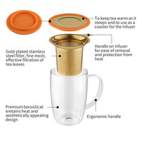 Tasse en verre en gros Tasse à thé en verre borosilicaté Tasse à thé en vrac avec couvercle et poignée