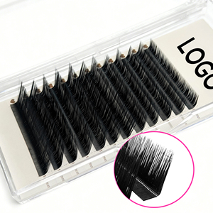 Extensions de cils en cachemire noir mat personnalisées, courbure <span class=keywords><strong>LU</strong></span>, plateaux d'extensions de cils individuels pour volume - Product Image 1