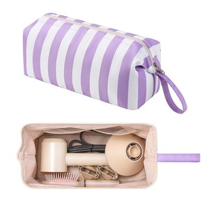 Bolsa de Almacenamiento para Secador de Pelo con Diseño de Rayas, Organizador Portátil de Viaje para Accesorios de Rizador de Pelo - Product Image 1