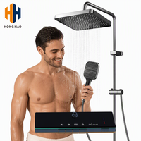 Conjunto de Ducha Digital de Pared con Pantalla Digital, Control de Teclas Tipo Piano, 4 Modos de Rociado y Luz Ambiental LED