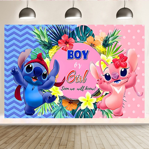 Fondo <span class=keywords><strong>de</strong></span> Dibujos Animados <span class=keywords><strong>de</strong></span> <span class=keywords><strong>Stitch</strong></span> para Baby Shower, Decoración para Revelación <span class=keywords><strong>de</strong></span> Género, Banner <span class=keywords><strong>de</strong></span> Fondo para <span class=keywords><strong>Fiesta</strong></span> <span class=keywords><strong>de</strong></span> Cumpleaños <span class=keywords><strong>de</strong></span> Niño o Niña - Product Image 1