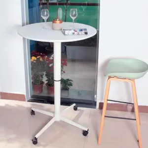 שולחן בדיקת תחנת עבודה משרדית ניידת ניידת עם מעלית גז שולחנית מעץ מתכווננת לגובה