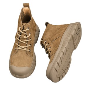 Bottes de neige pour hommes en cuir véritable, hauteur de la cheville, bout rond, semelle extérieure en caoutchouc, chaudes, antidérapantes, confortables pour l'hiver, semelle intermédiaire en EVA - Product Image 5