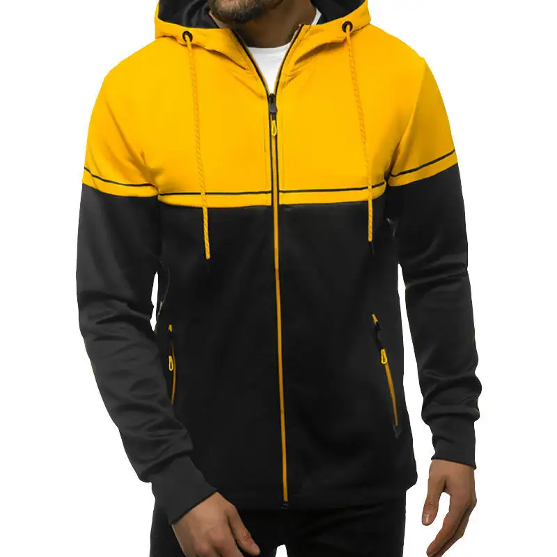 Wholesale Stitching Color Zipper Pocket High Quality Cheap Sports Hoodies For Men