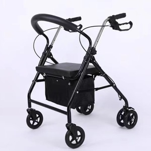 Hot Selling Aluminum Alloy Elderly Four-wheel Hand Push Assisted Mobility Scooter, Disability Rehabilitation Foldable Stroller - Product Image 1