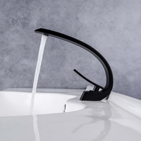 Nouveau design en laiton de haute qualité noir mat pour salle de bain, robinet de lavabo créatif avec mélangeur d'eau chaude et froide