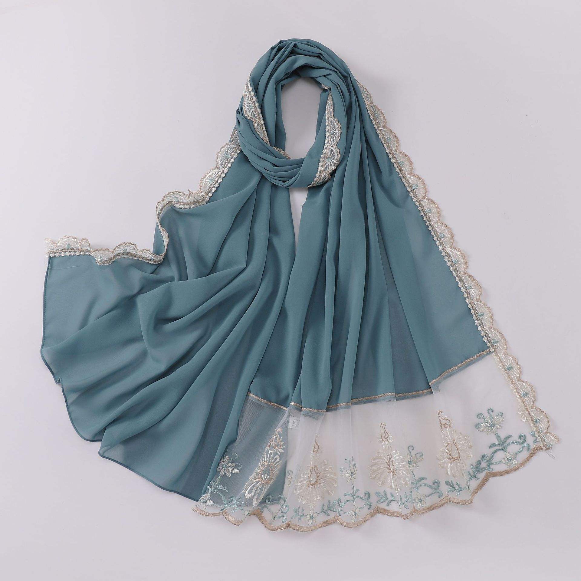 The lake water is green.