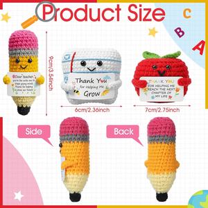 Lápiz de ganchillo hecho a mano con forma de manzana, con tarjeta de agradecimiento por ayudarme a crecer, muñeco de punto emocional, regalo para profesores. - Product Image 2