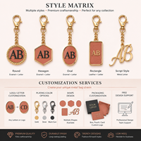 Pendentif de sac en métal personnalisé avec monogramme en or, fermoir mousqueton et chaîne, porte-clés personnalisé