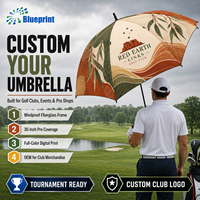 Parapluie de golf monocouche à 8 baleines, coupe-vent 45 mph, baleines en fibre de verre, impression numérique couleur intégrale, logo personnalisé, boîte cadeau, pongee 210T, OEM