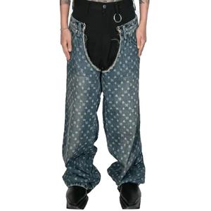 Nueva Llegada, Jeans de Hombre Personalizados con Logotipo, a la Moda, Casuales, Cómodos, Diseño Y2K, Estampado Láser, Cintura Doble, Pierna Ancha, Holgados - Product Image 1